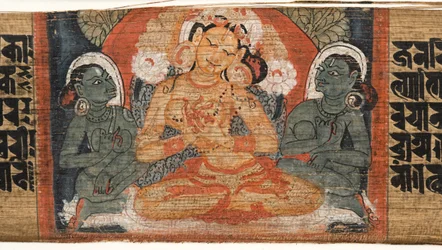 Folio 2r Diosa Prajnaparamita, del Astasahasrika Prajnaparamita (detalle)