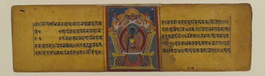 Página de un manuscrito budista con una ilustración de Akshobhya, siglos XVI-XVII