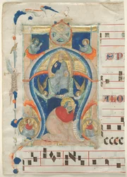 Fragmento de un antifonario con inicial historiada A: Cristo en majestad