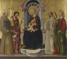 Virgen y Niño entronizados con cuatro santos, c.1450