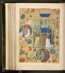 Agregar. 17280, f.77v, La Adoración del Cordero Místico, de las Horas de Felipe el Hermoso, c.1495 (vitela)