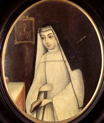 Frances Justina Huddleston (1708-87) con el hábito de una monja de la orden de las Canonesas Agustinas en el Convento Inglés en Brujas, c.1727