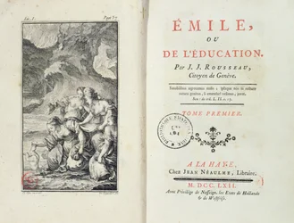Frontispicio de Emilio por Jean-Jacques Rousseau, 1762