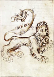 Sloane 3983 f.16v El signo zodiacal Leo (vitela)