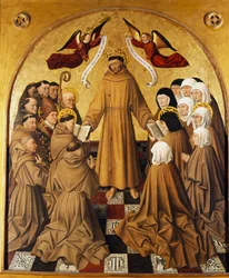 Panel del altar, San Francisco entrega la regla a sus seguidores