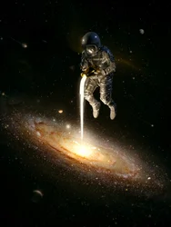 Un astronauta alimenta a la galaxia