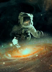 Astronauta sobre la galaxia