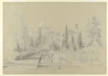 El Taj Mahal, Agra, 24 de enero de 1870 (lápiz con realce blanco sobre papel)