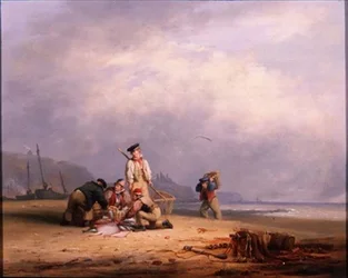 Pescadores clasificando la captura del día