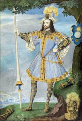 Retrato de George Clifford, tercer conde de Cumberland (1558-1605), navegante. Miniatura en acuarela sobre pergamino de Nicholas Hilliard (1547-1618), hacia 1590.