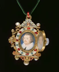 La joya de Gresley, con retratos en miniatura de Sir Thomas Gresley y su novia Catherine Walsingham