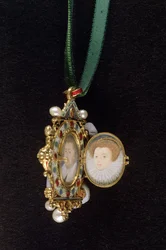 La joya de Gresley, con retratos en miniatura de Sir Thomas Gresley y su novia Catherine Walsingham