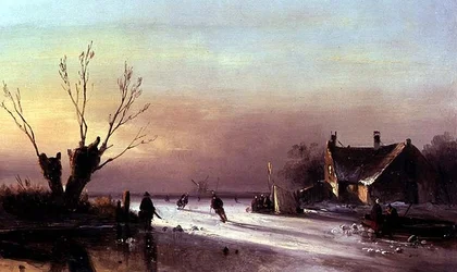 Una escena vespertina en el hielo