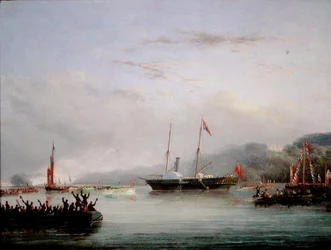 El primer yate Victoria y Albert frente a Plymouth