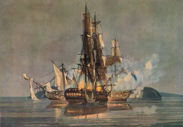 La última acción de fragata franco-británica, c1815