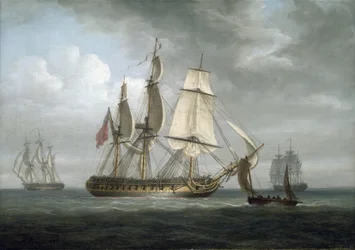 La fragata "Tritón", construida en Deptford (Inglaterra) en 1796, junto con otros buques. Óleo sobre lienzo