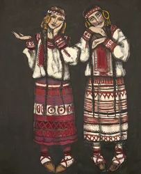 Diseño de vestuario para el ballet La consagración de la primavera de I. Stravinski, 1930