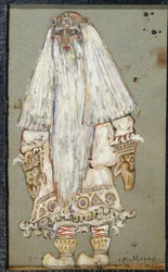 Ded Moroz (Abuelo Frost, Papá Noel). Proyecto de vestuario para la obra La doncella de nieve de Alexandre Ostrovski (1823-1886). Obra de Nicholas Roerich (1874-1947), témpera sobre papel