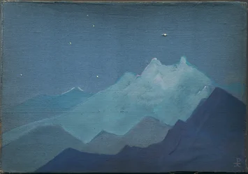 Himalaya, montañas a la luz de la luna, boceto, 1933