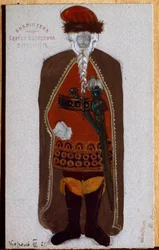 Rey Marcos. Vestuario para la ópera Tristán e Isolda (o Isolda o Isolda) de Richard Wagner (1813-1883). Obra de Nicolas (Nicholas) Roerich (1874-1947), gouache y acuarela sobre papel