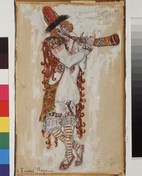Músico. Diseño de vestuario para el ballet La consagración de la primavera, de Igor Stravinsky.