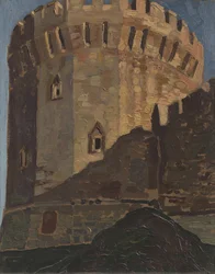 Smolensk. Torre par Roerich, Nicolás (1874-1947). Óleo sobre contrachapado, medidas : 39x30,5