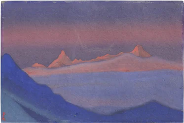 Tangla La par Roerich, Nicolás (1874-1947). Témpera sobre cartón, medidas : 30,5x45,7