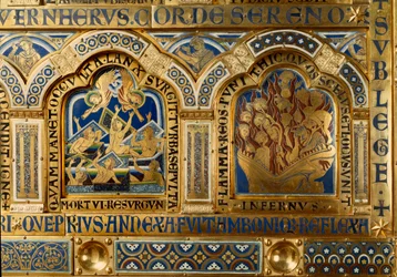 Altar de Verdun hecho en oro y esmalte por Nicolas de Verdun (ca.1130/50-1205): escenas del Antiguo y Nuevo Testamento: (detalle)