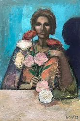 Flowergirl, 2022-23 (óleo sobre tabla)