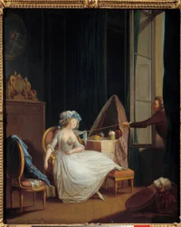 Amor frívolo Un hombre descubriendo el pecho de una joven que está dormida. Siglo XVIII París. Museo Cognacq Jay