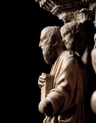 Arte gótico: un profeta con un libro (detalle)