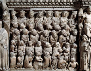 Juicio final, los elegidos, detalle del púlpito