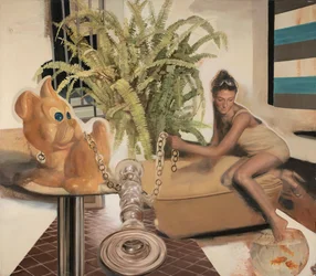 Niña con perro amarillo, 2011 (óleo sobre lienzo)
