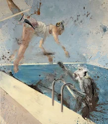 Mono con trapecista, 2021 (óleo sobre lienzo)
