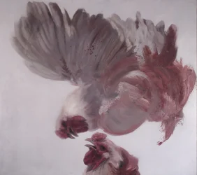 Gallos verticales II, 2003 (óleo sobre lienzo)