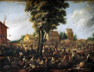 Soldados ocupan un pueblo durante la Guerra de los Treinta Años (óleo sobre lienzo)