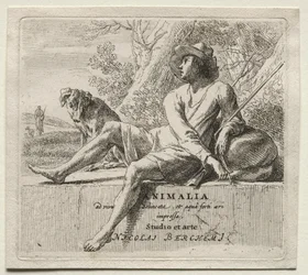 Animalia: Frontispicio, pastor y perro