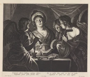 H. Cecilia con tres ángeles músicos