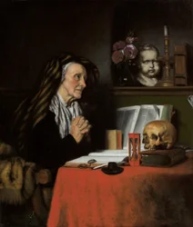 Una anciana rezando, hacia 1655