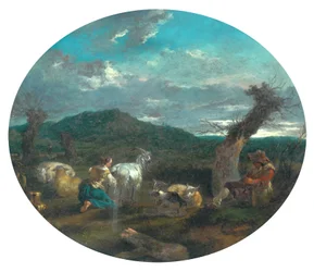 Escena pastoral (óleo sobre tabla)