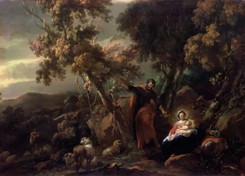 Descanso en la Huida a Egipto, siglo XVII