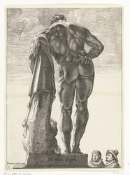 Hércules Farnesio Hercules Victor (título sobre objeto) Tres estatuas antiguas en Roma después de Goltzius (título de la serie)
