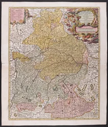 Mapa de Baviera,  Nicolaes Visscher, cartógrafo,  Alrededor de 1730,