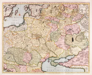 Mapa del teatro de guerra en Polonia, Moscovia y Turquía" por Nicolas Visscher