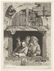 Tres fumadores en una ventana