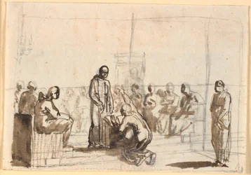 Galileo abjurando de sus "errores" ante el tribunal monástico