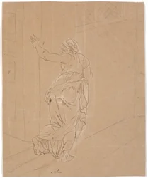 La partera. Estudio para la chica de Andros. [La partera deja la casa de la chica de Andros]