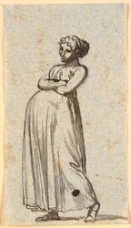 Caricatura de una mujer embarazada, caminando