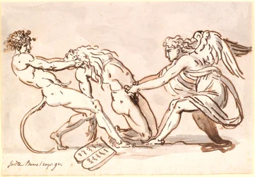 Miguel el Arcángel luchando con el Diablo por el cuerpo de Moisés