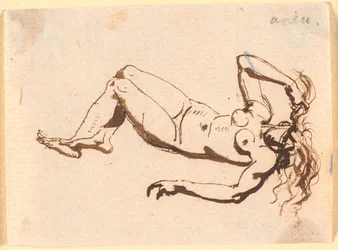 Mujer desnuda, acostada de espaldas